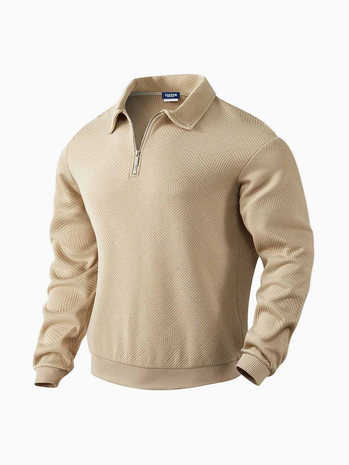 Herren Pullover mit Halbzipp und dezentem Muster – Smart-Casual & Büro-Look