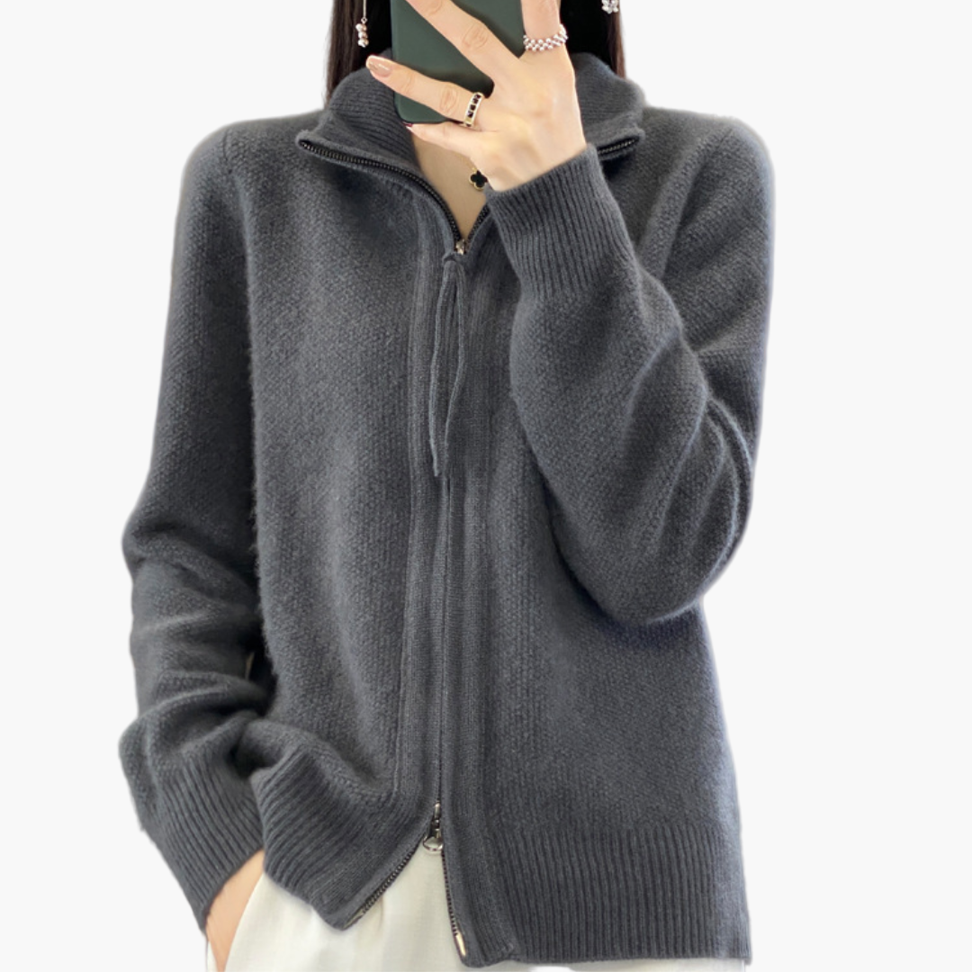 Damen Strickjacke mit Reißverschluss – Eleganter Cardigan für Alltag & Büro