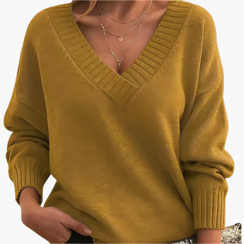 Damen Pullover V-Ausschnitt Strickpullover Elegant Freizeitmode für Winter