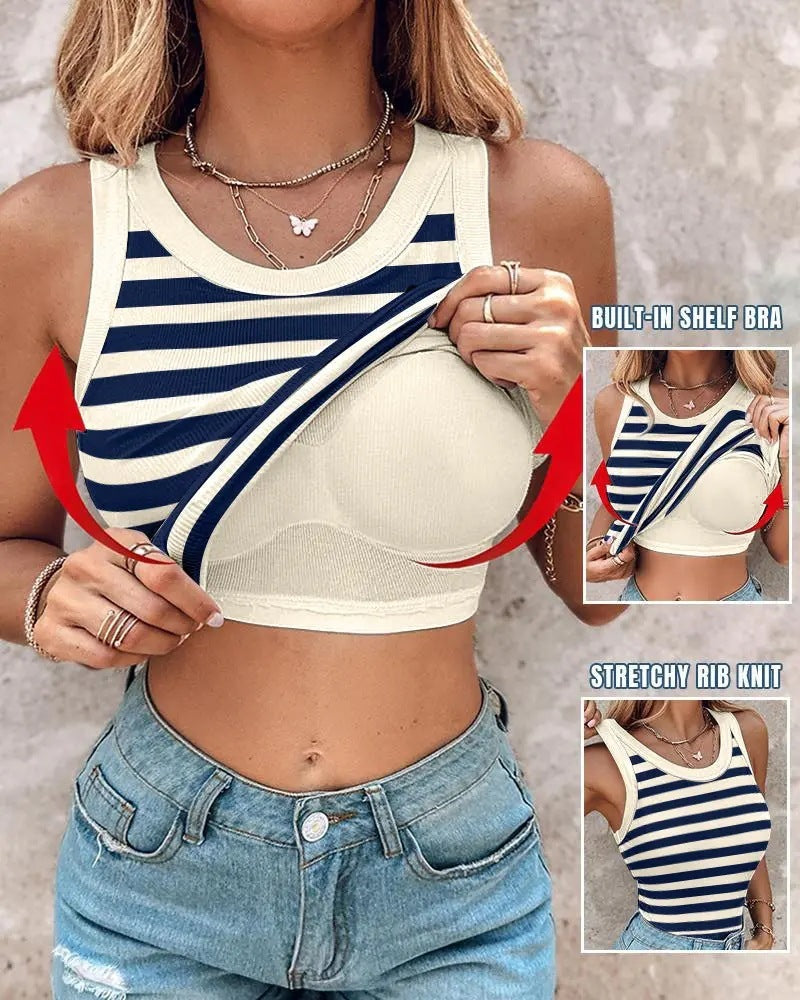 Mary – Slim-fit Gestreifte Weste mit Bralette