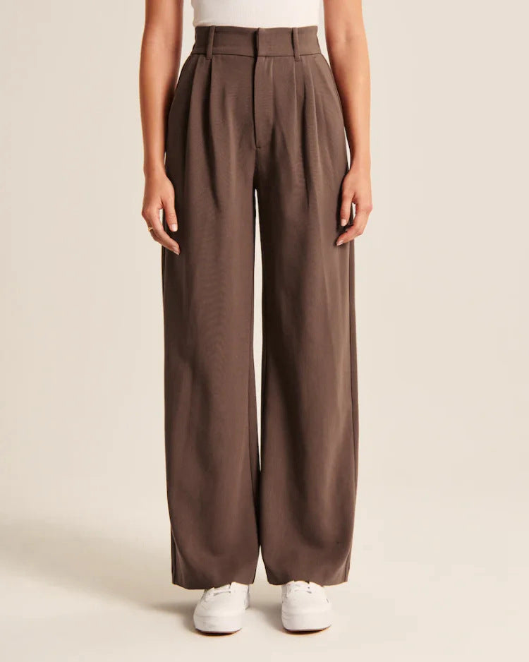 Kate – Weite Damenhose mit Hohem Bund und Taschen