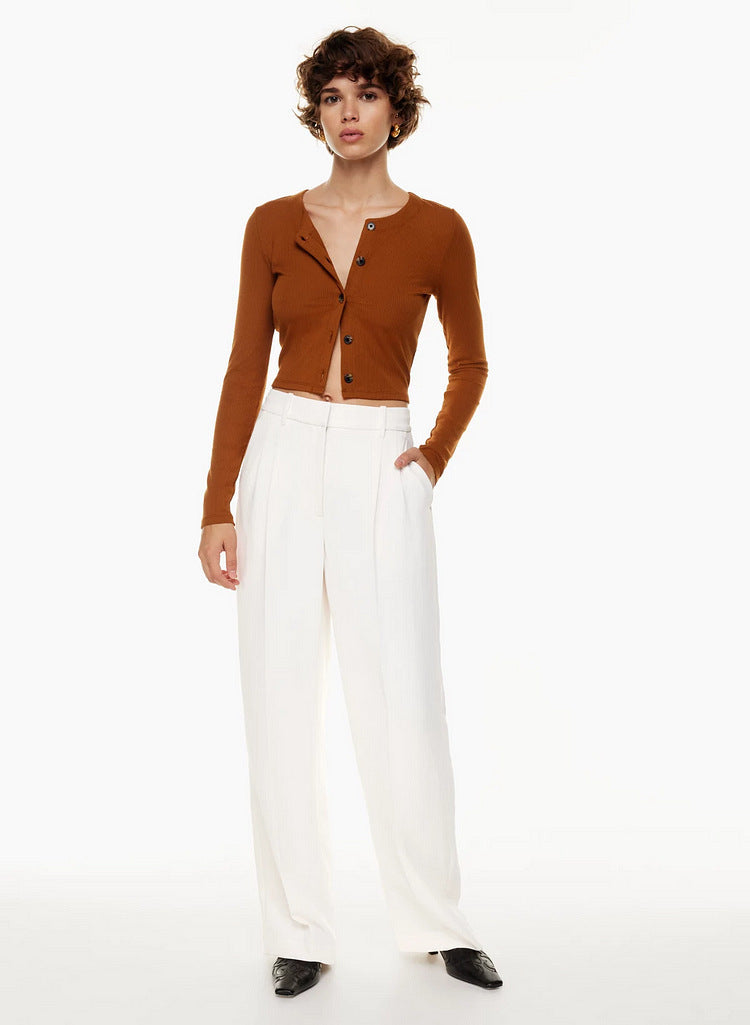Kate – Weite Damenhose mit Hohem Bund und Taschen