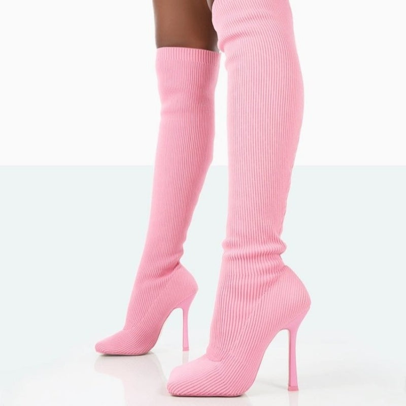 Lydia – Damen Overknee-Stiefel aus Wildleder mit hohem Absatz
