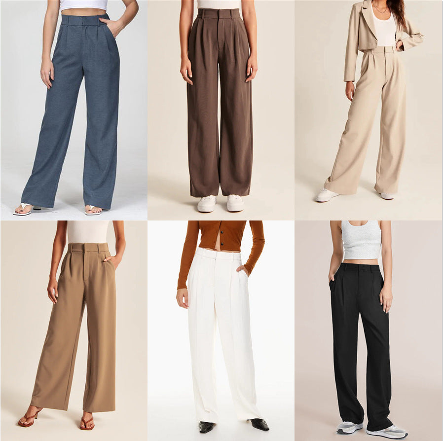 Kate – Weite Damenhose mit Hohem Bund und Taschen