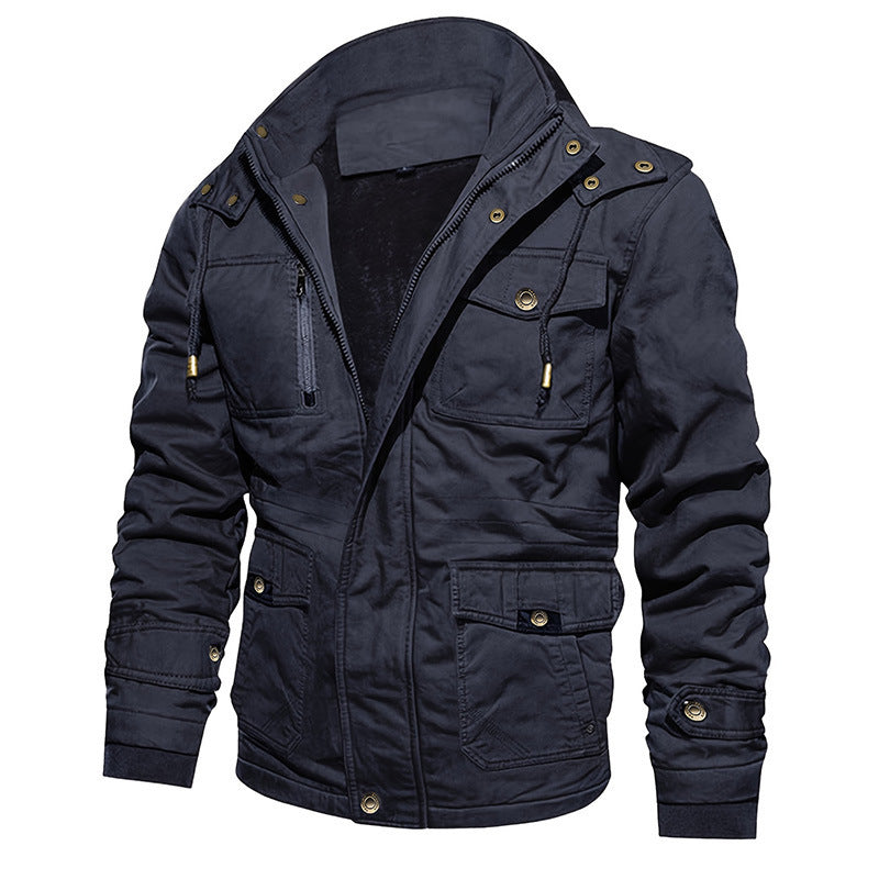 Neil – Kapuzenjacke aus Baumwolle mit Vintage-Stil und Fleece-Futter