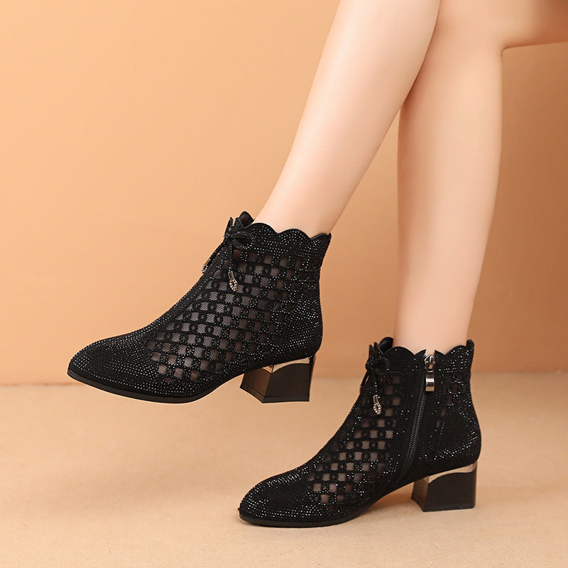 Amy – Sommerliche Damen-Stiefeletten mit Mesh und Cutouts