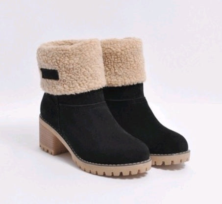 Amy – Damen Mittelhohe Stiefel aus Wildleder mit Dickem Absatz