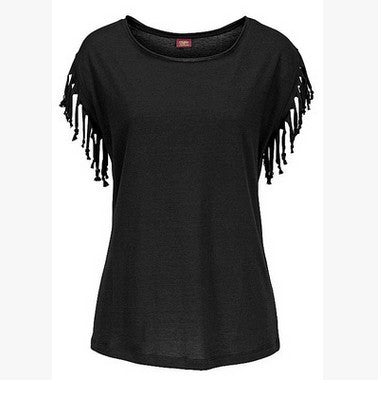 Amy – Damen-T-Shirt mit Rundhals und Quasten