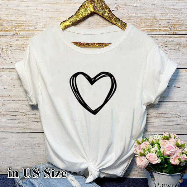 Rose – Herzmuster Damen T-Shirt mit kurzen Ärmeln