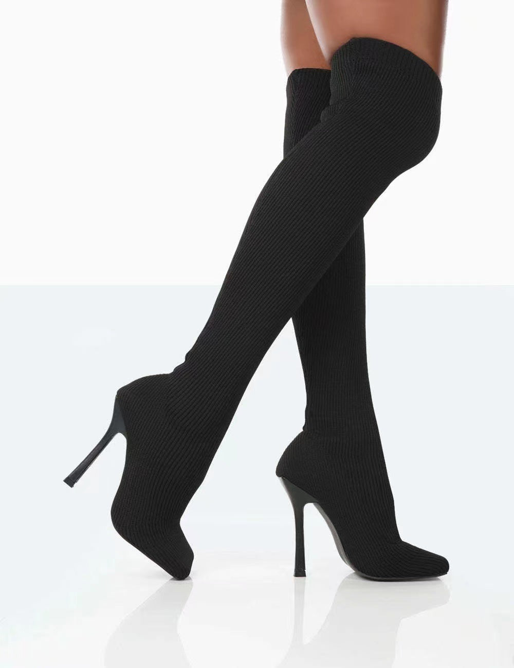 Lydia – Damen Overknee-Stiefel aus Wildleder mit hohem Absatz