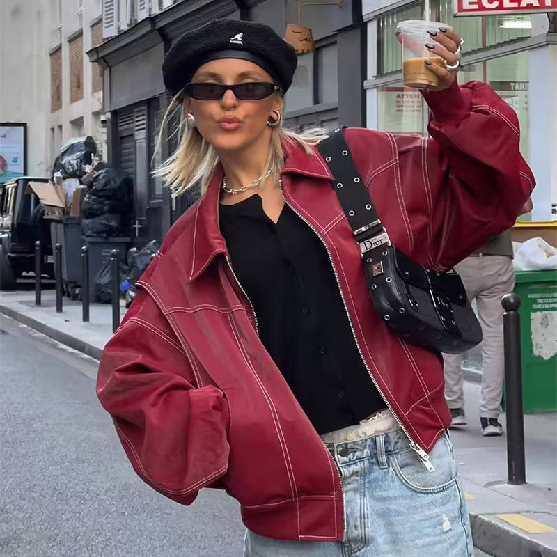 Nicola – Coole Damen-Lederjacke mit Reißverschluss