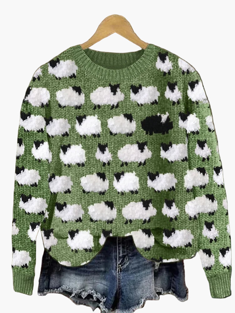 Damen Weihnachtspullover mit 3D-Tannenbaum-Muster – Festlicher Strickpullover für gemütliche Wintertage