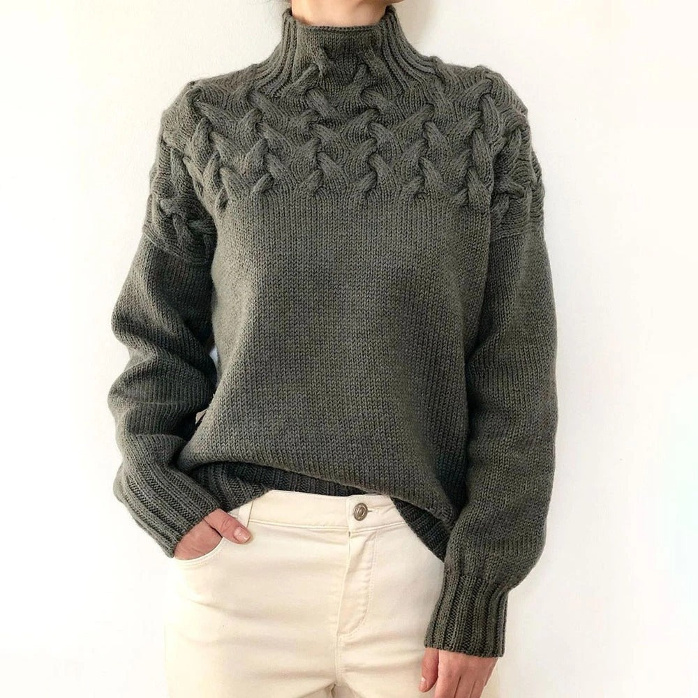 Aaron – Modischer Pullover mit Zopfstrick und hohem Kragen