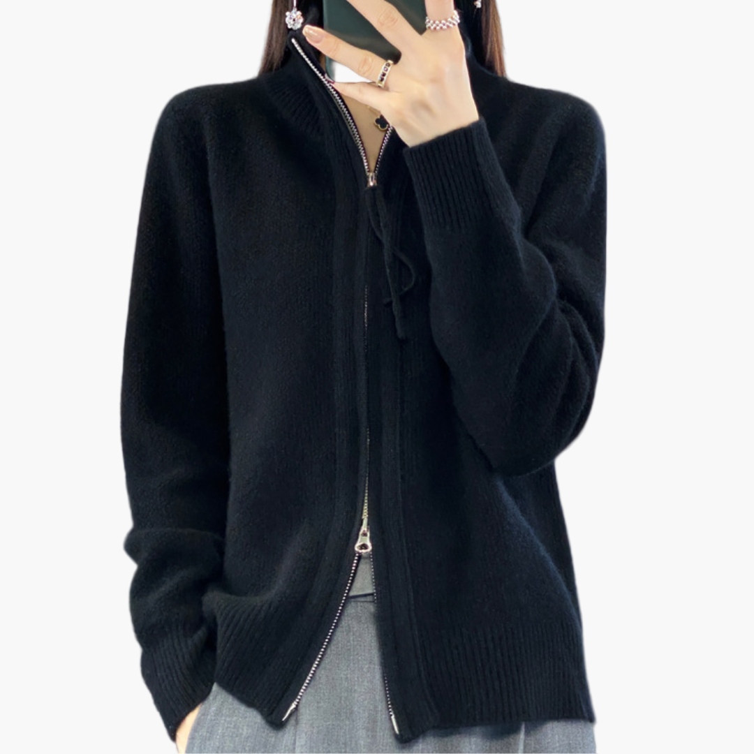 Damen Strickjacke mit Reißverschluss – Eleganter Cardigan für Alltag & Büro