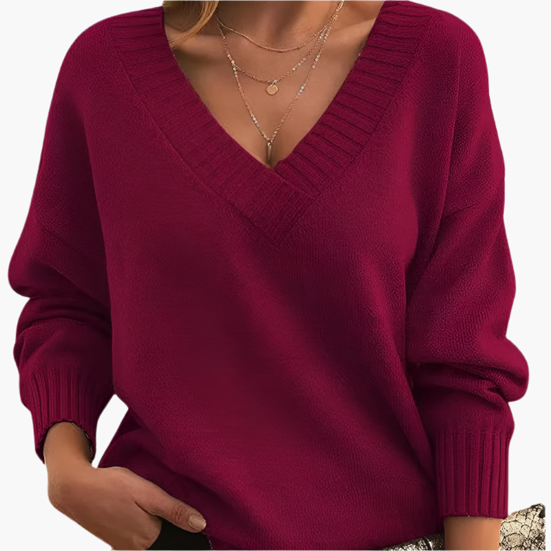 Damen Pullover V-Ausschnitt Strickpullover Elegant Freizeitmode für Winter