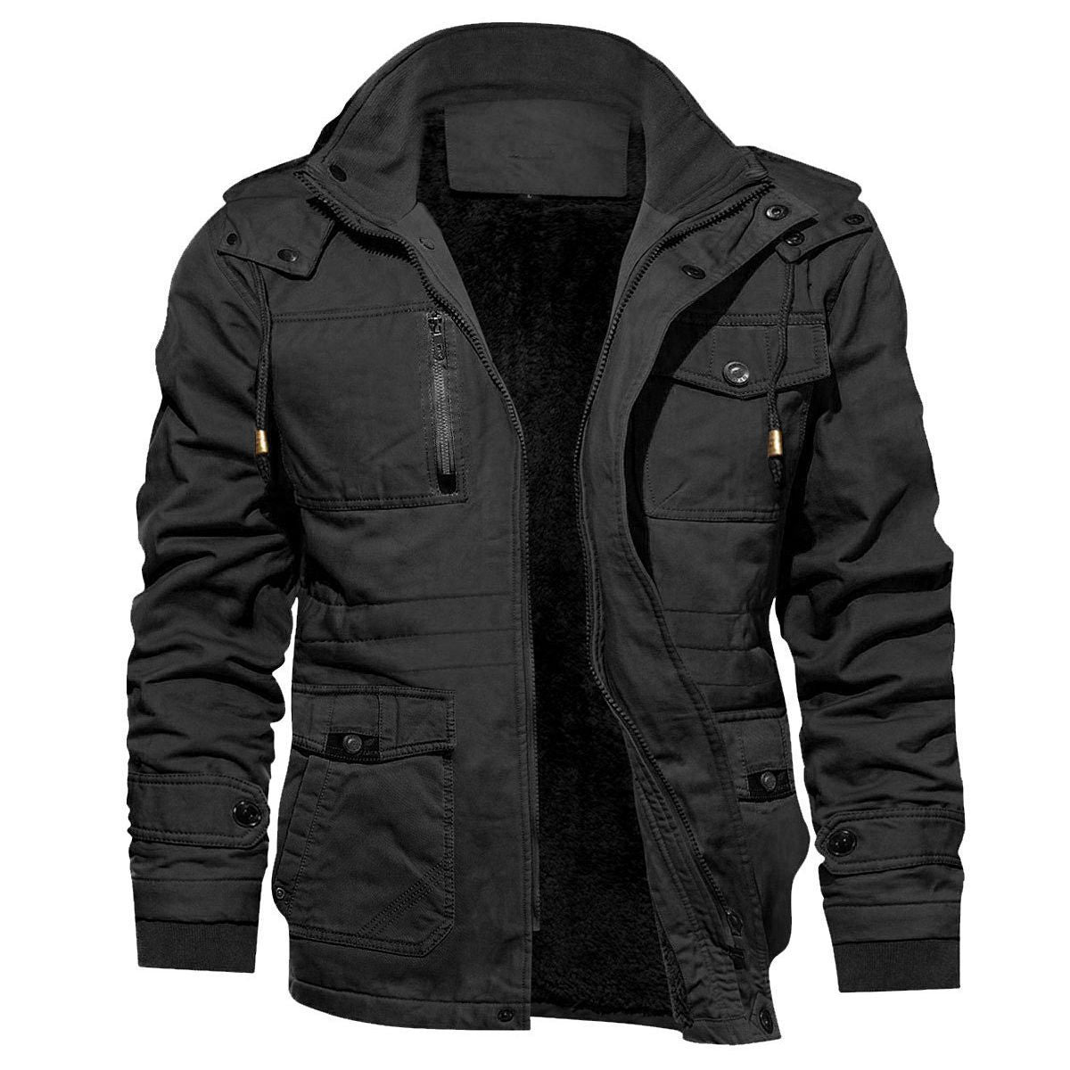 Neil – Kapuzenjacke aus Baumwolle mit Vintage-Stil und Fleece-Futter