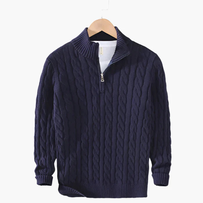 Herren Strickpullover mit Zopfmuster – Klassischer Freizeit- und Business-Look
