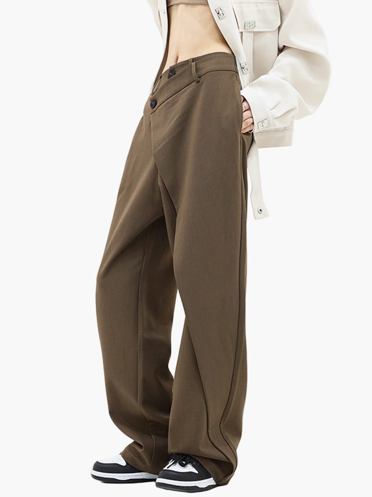 Damen Weite Wickelhose Modern Streetwear – Elegante Business & Freizeit Hose