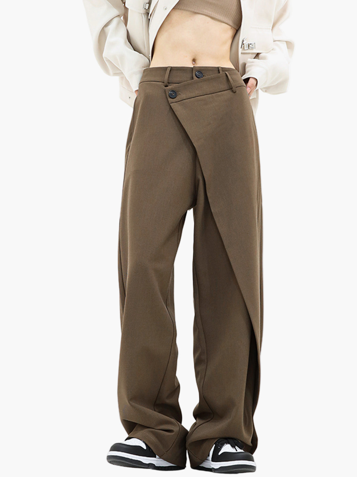 Damen Weite Wickelhose Modern Streetwear – Elegante Business & Freizeit Hose