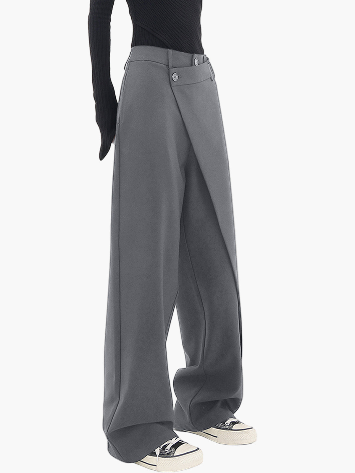 Damen Weite Wickelhose Modern Streetwear – Elegante Business & Freizeit Hose