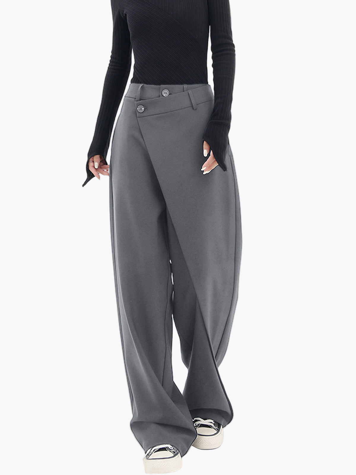 Damen Weite Wickelhose Modern Streetwear – Elegante Business & Freizeit Hose