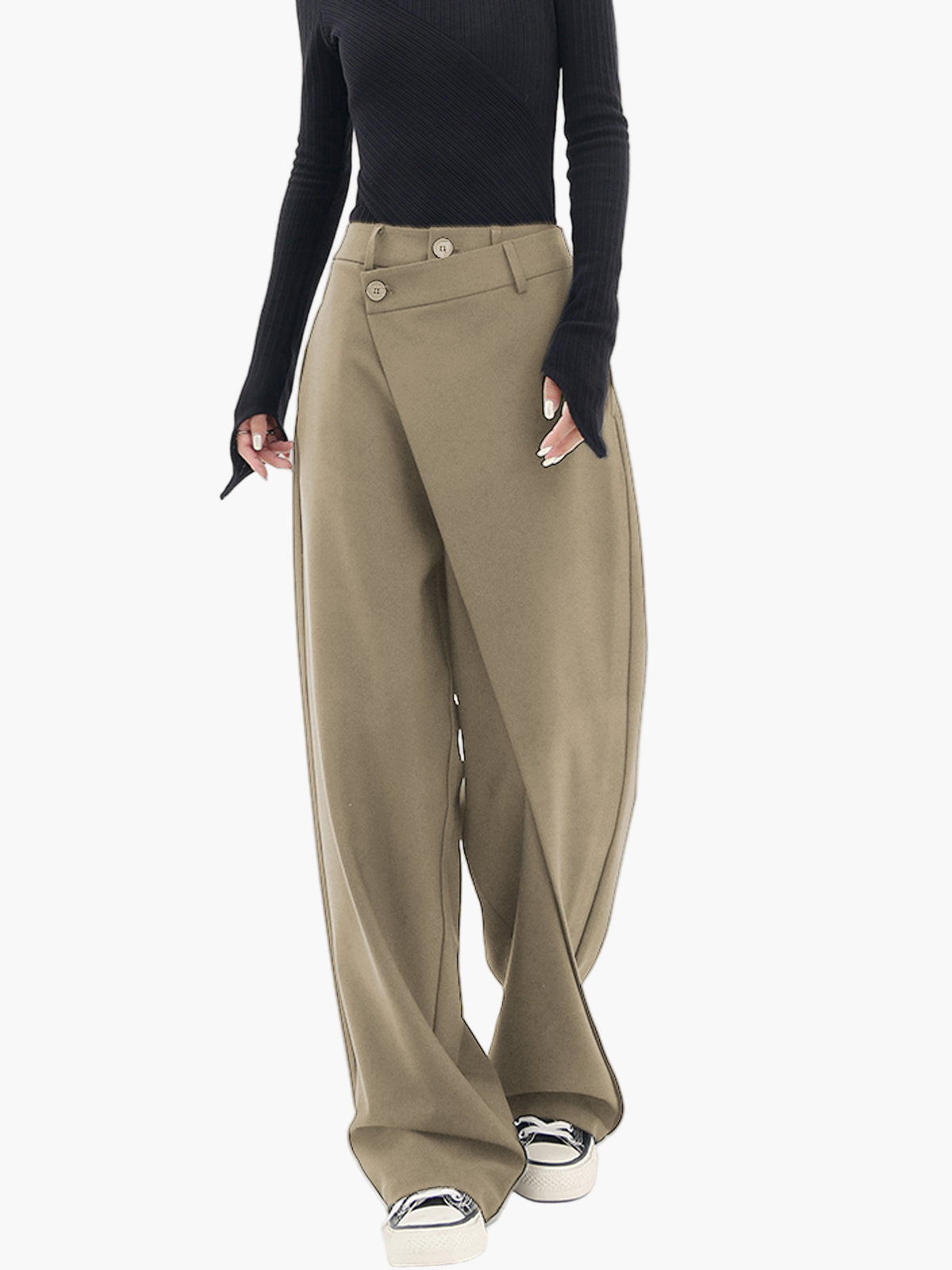 Damen Weite Wickelhose Modern Streetwear – Elegante Business & Freizeit Hose
