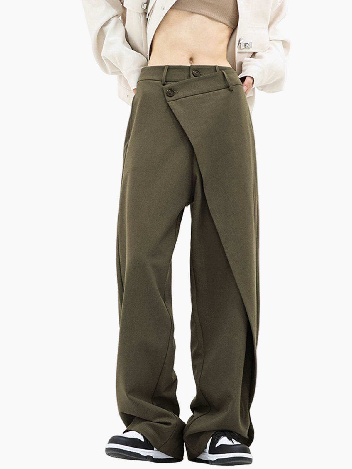 Damen Weite Wickelhose Modern Streetwear – Elegante Business & Freizeit Hose