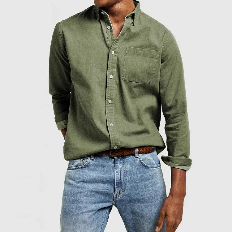 Herren Freizeithemd mit Button-Down-Kragen – Zeitloses, Vielseitiges Langarmhemd für Alltag und Büro