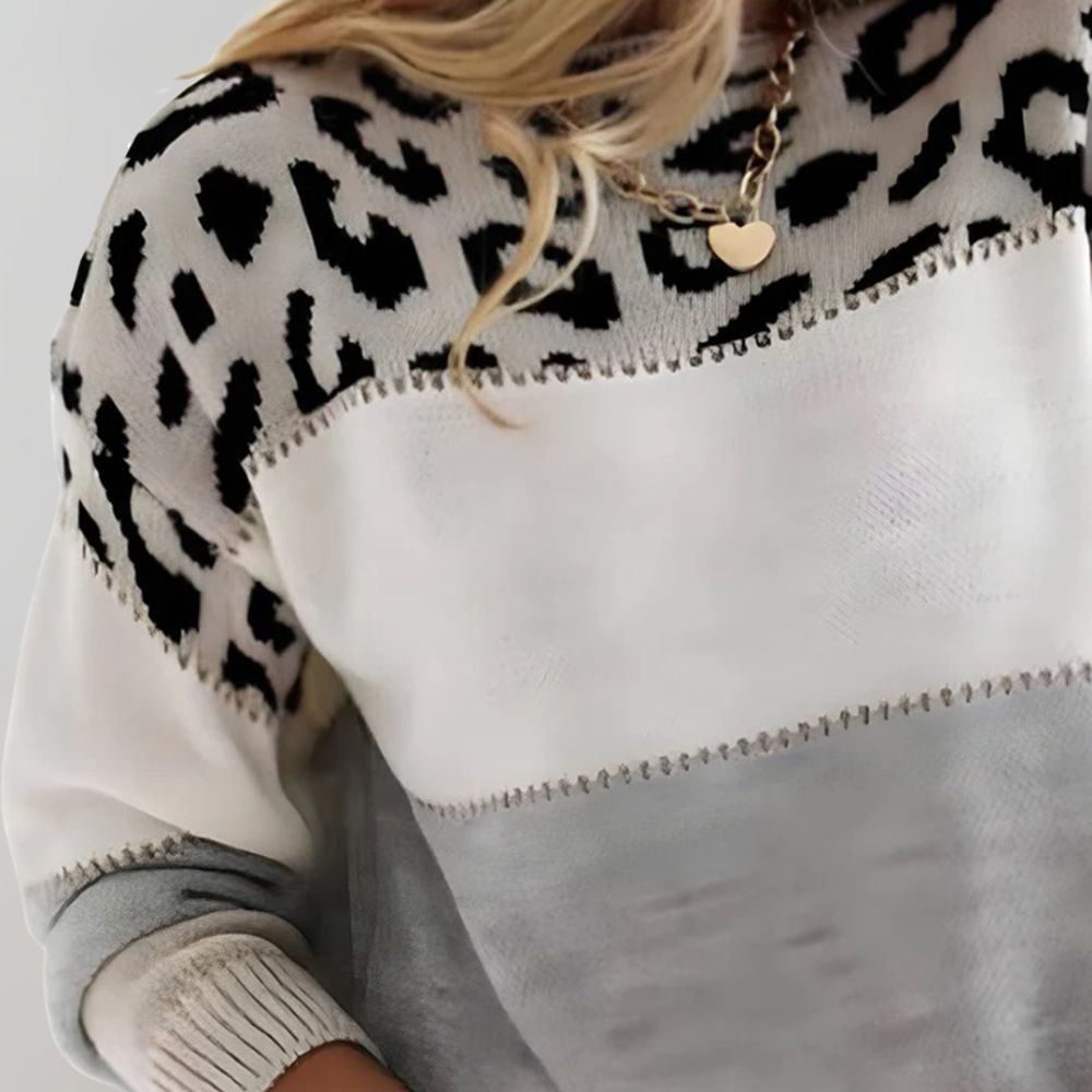 Damen Pullover mit Animal Print – Modischer Strickpullover für Alltag & Freizeit