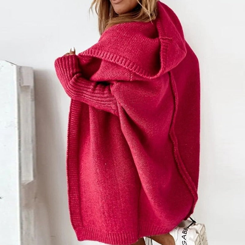 Damen Strick-Cardigan mit Kapuze – Lässiger Oversize Look für Herbst & Winter