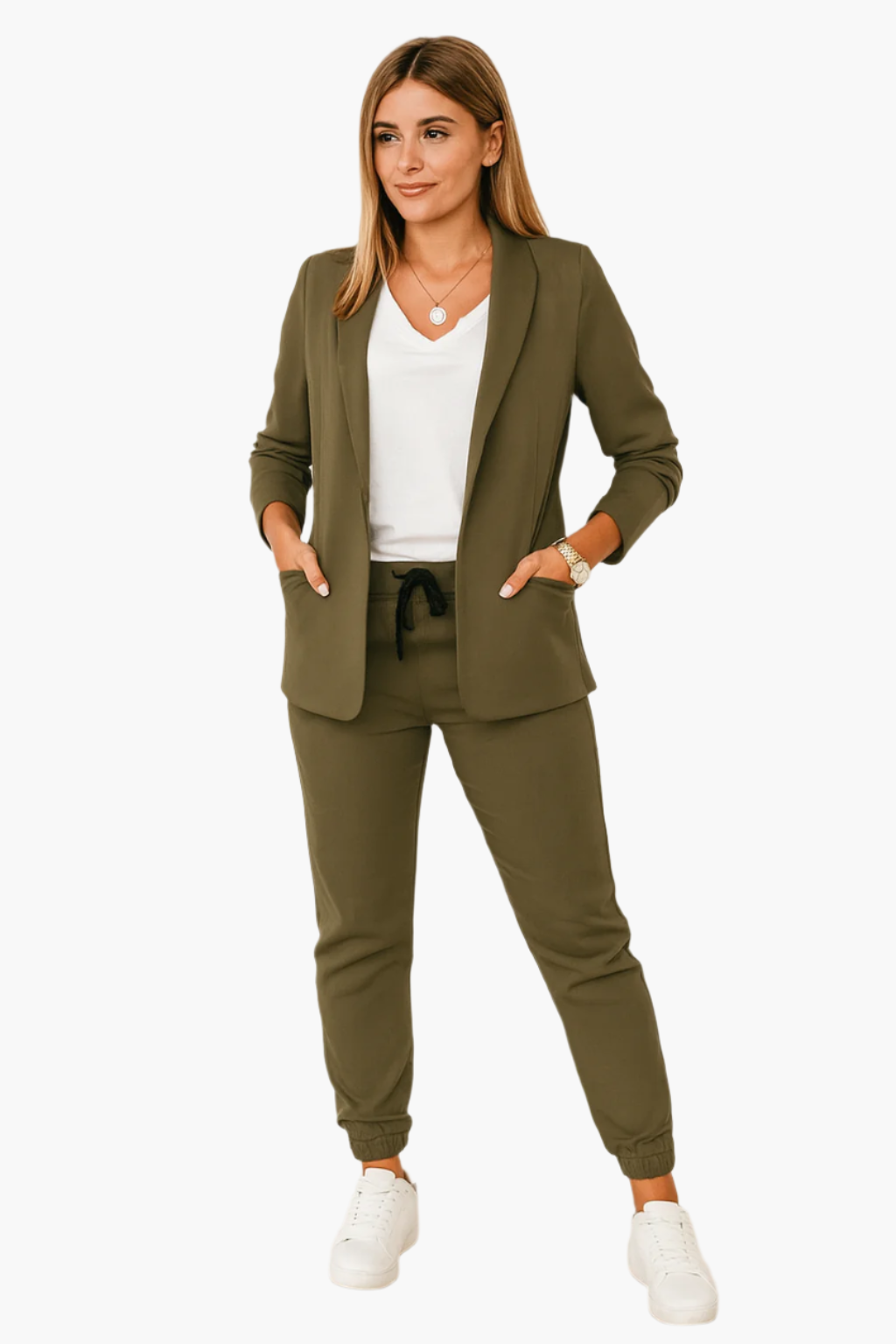 Damen Business Jogginganzug Set – Eleganter Blazer & Hose für Büro und Freizeit