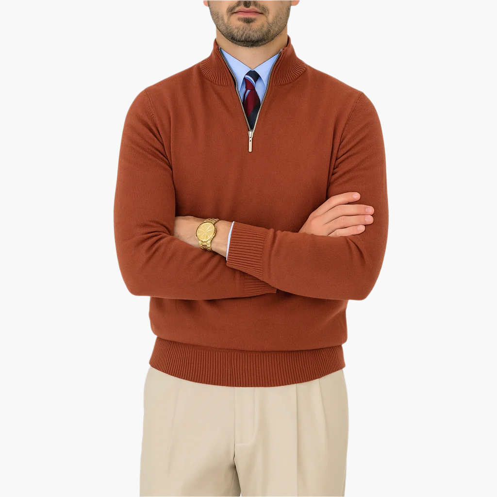 Herren Pullover mit halbem Reißverschluss – Eleganter Freizeit- und Business-Strickpullover