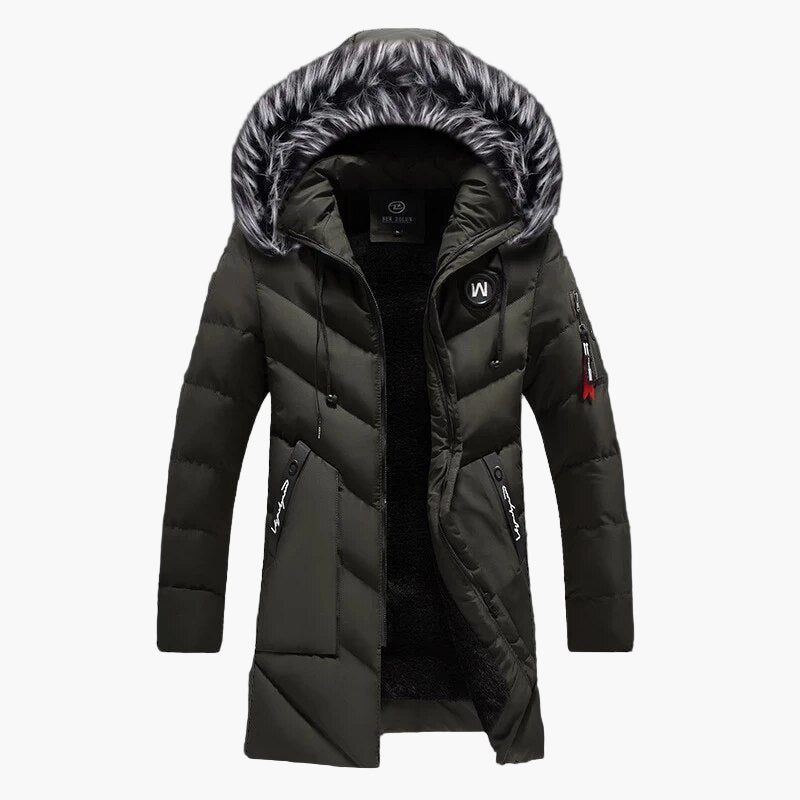 Herren Winter Parka mit Kapuze und Fellbesatz – Warme Outdoorjacke für kalte Tage
