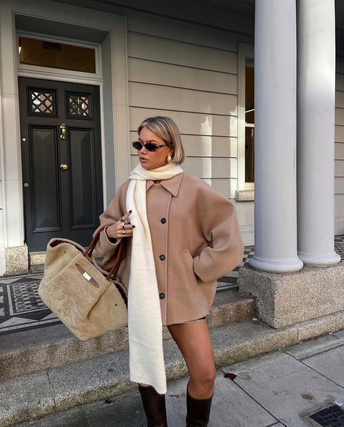 Damen Oversized Wollmix Mantel mit Doppelreiher und Boxy Fit – Trendige Herbst/Winter Jacke für stilvolle Looks