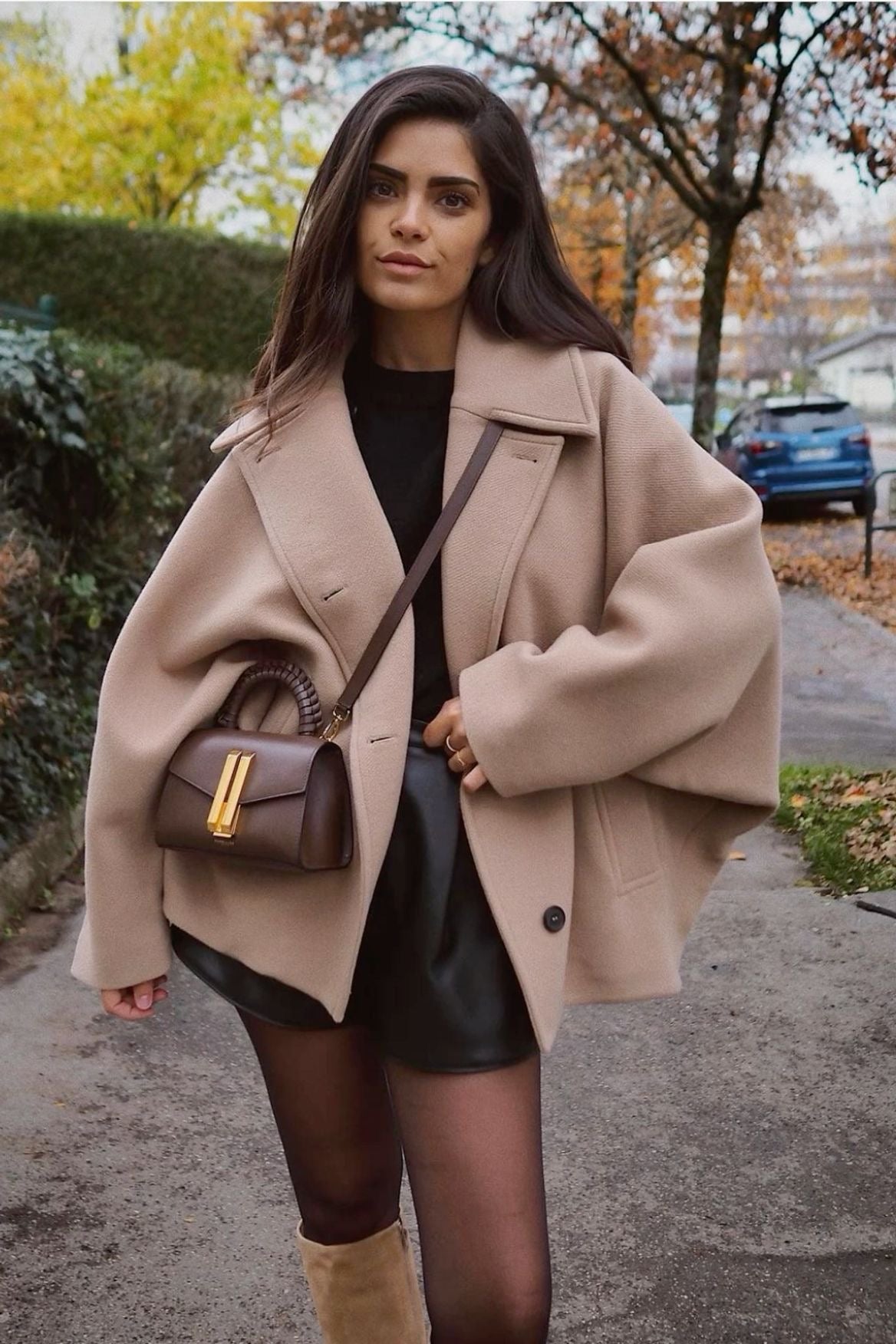 Damen Oversized Wollmix Mantel mit Doppelreiher und Boxy Fit – Trendige Herbst/Winter Jacke für stilvolle Looks