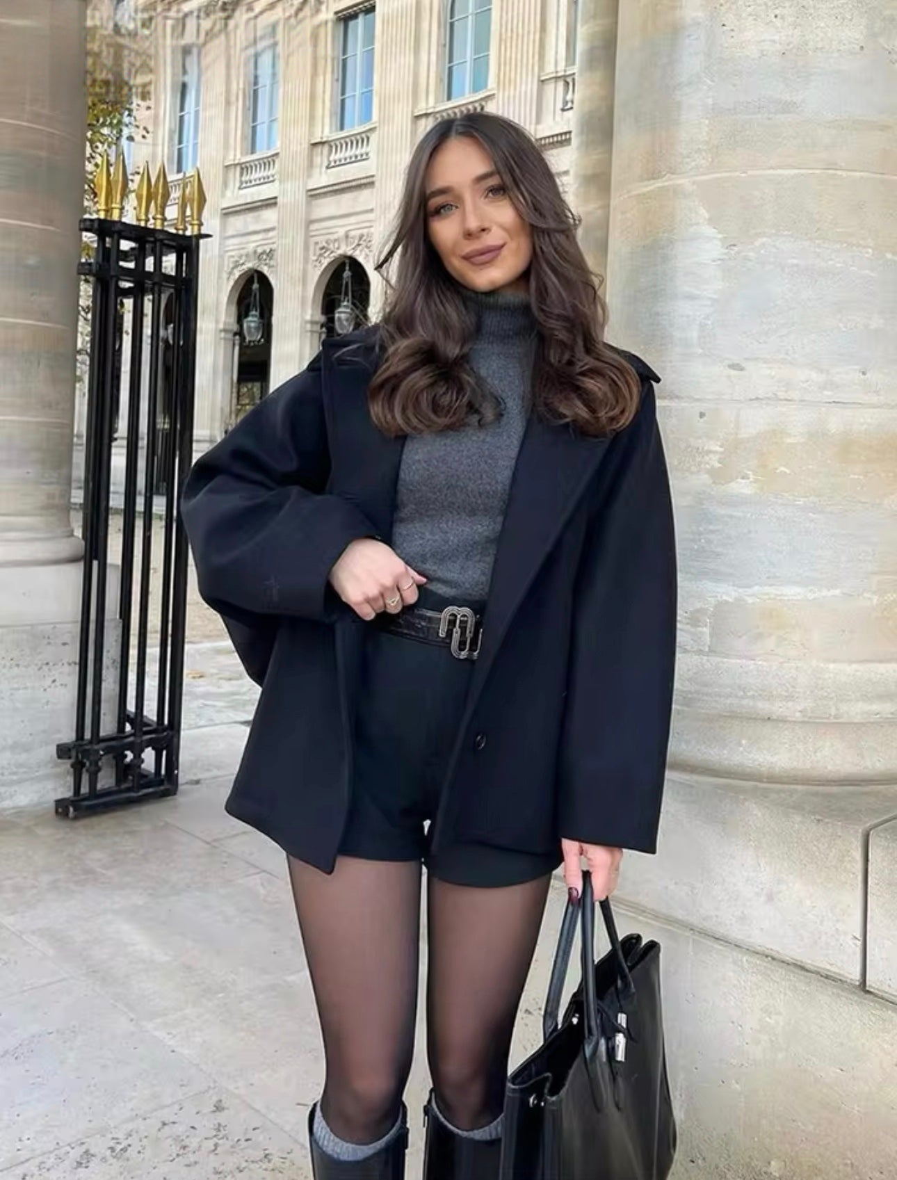 Damen Oversized Wollmix Mantel mit Doppelreiher und Boxy Fit – Trendige Herbst/Winter Jacke für stilvolle Looks