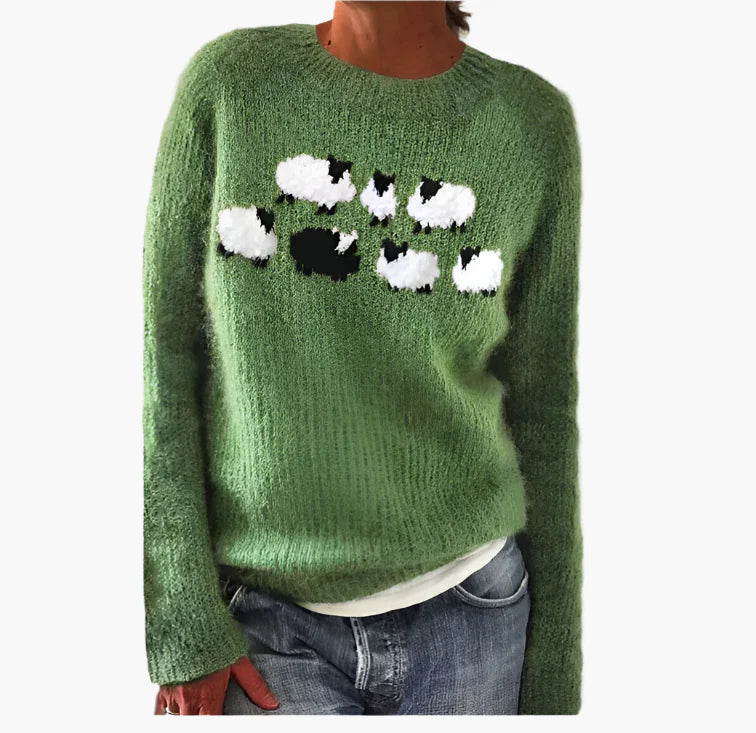 Damen Retro Strickpullover im Vintage-Stil – Bequemer Herbstpullover mit Muster