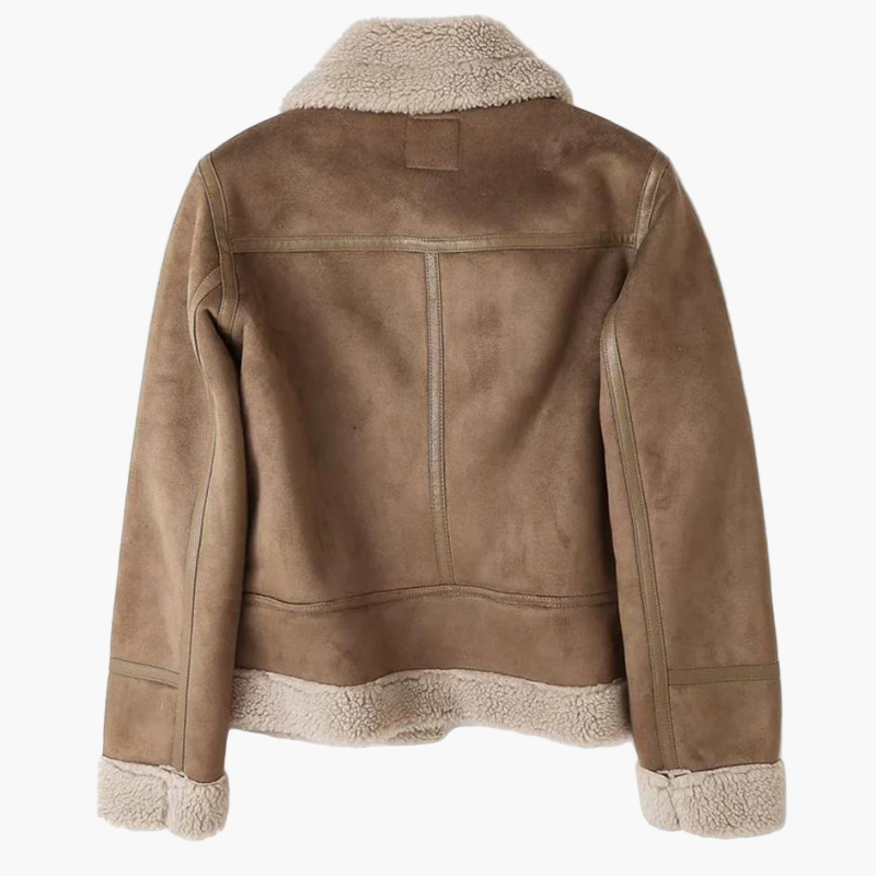 Damen Lammfell Bikerjacke – Vintage Oversize Style für zeitlose Eleganz