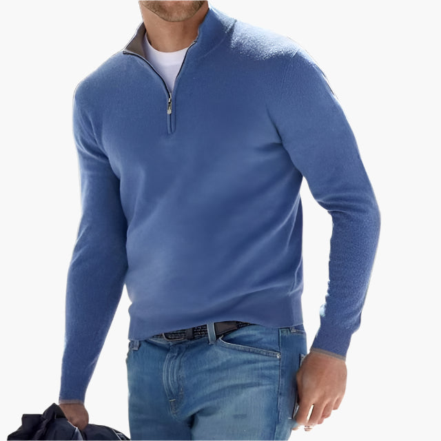 Herren Halbzip-Pullover für Freizeit und Business – Moderner Strickpullover mit Reißverschluss