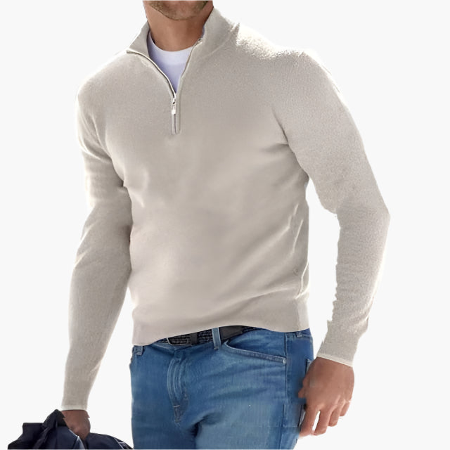 Herren Halbzip-Pullover für Freizeit und Business – Moderner Strickpullover mit Reißverschluss