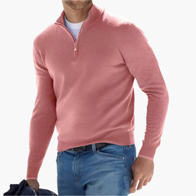 Herren Halbzip-Pullover für Freizeit und Business – Moderner Strickpullover mit Reißverschluss