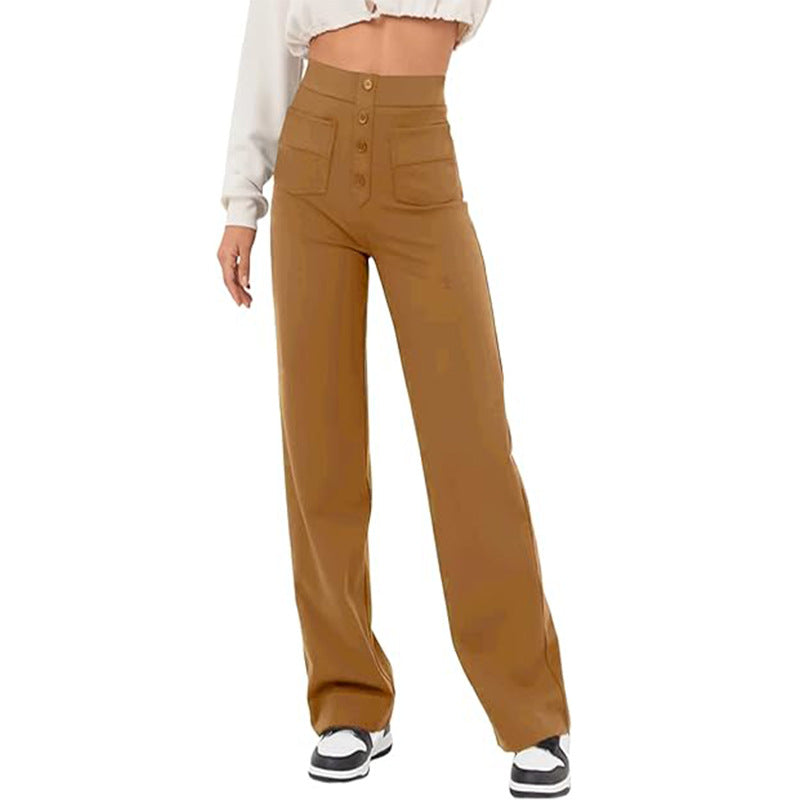 Carly – Weite Damenhose mit Taschen und Knopfdetails