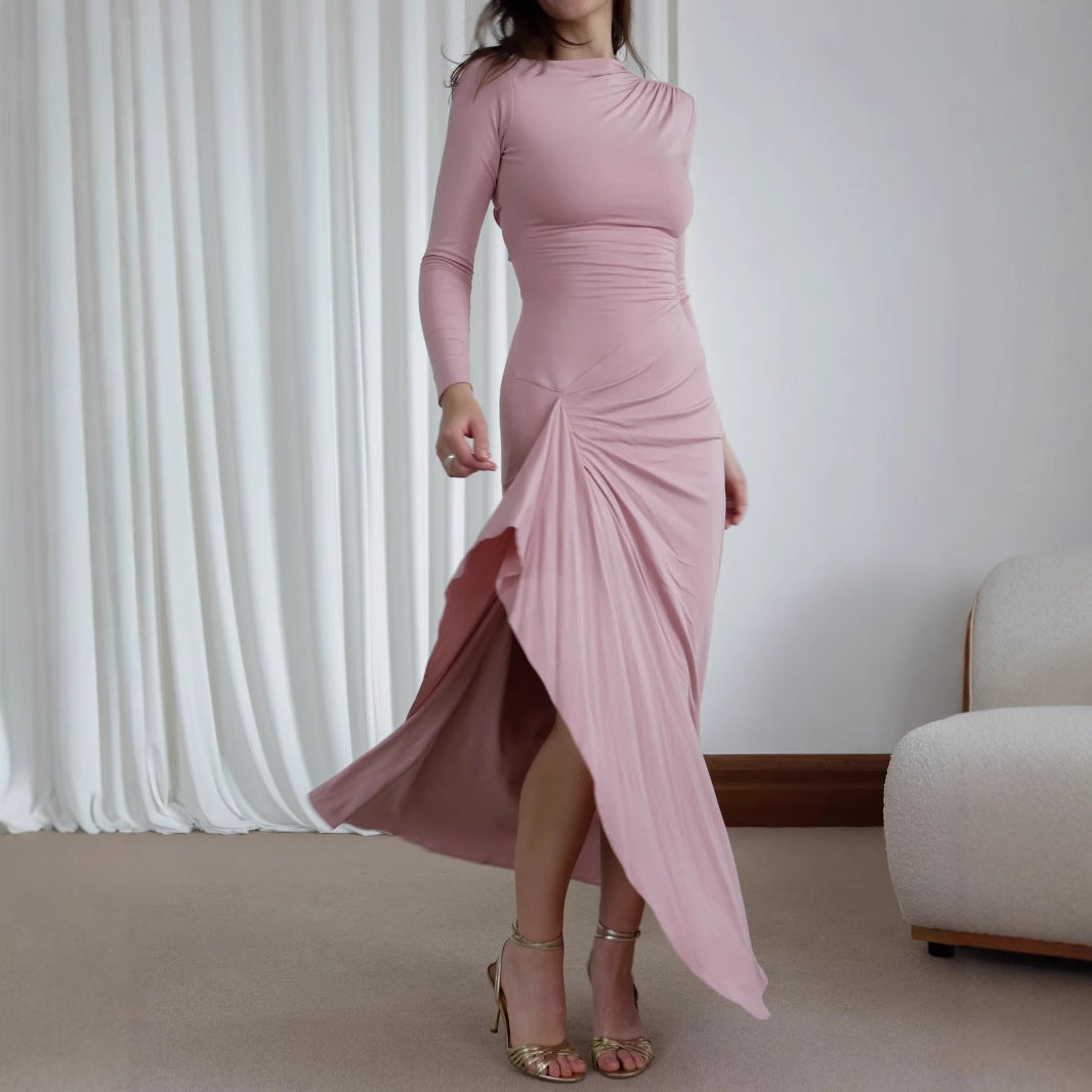 Laura – Asymmetrisches Langarm Kleid für Damen