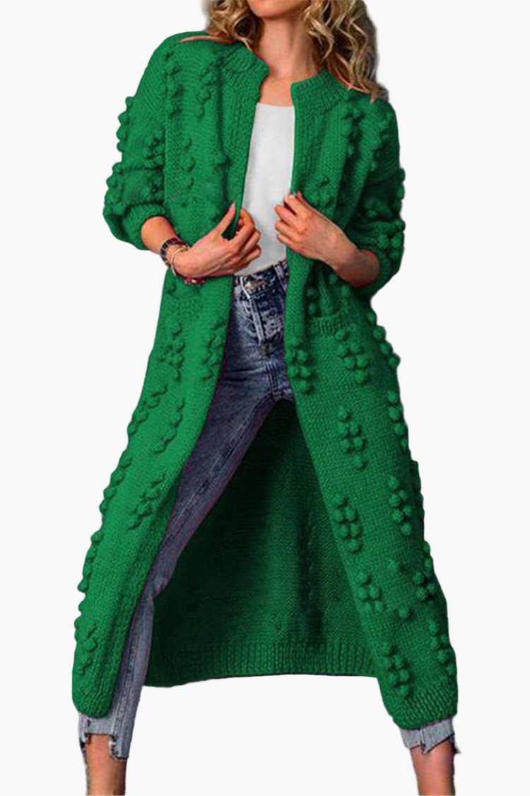 Damen Strickmantel lang – Modischer Cardigan mit 3D-Struktur für Freizeit und Alltag