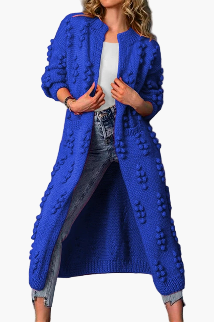 Damen Strickmantel lang – Modischer Cardigan mit 3D-Struktur für Freizeit und Alltag