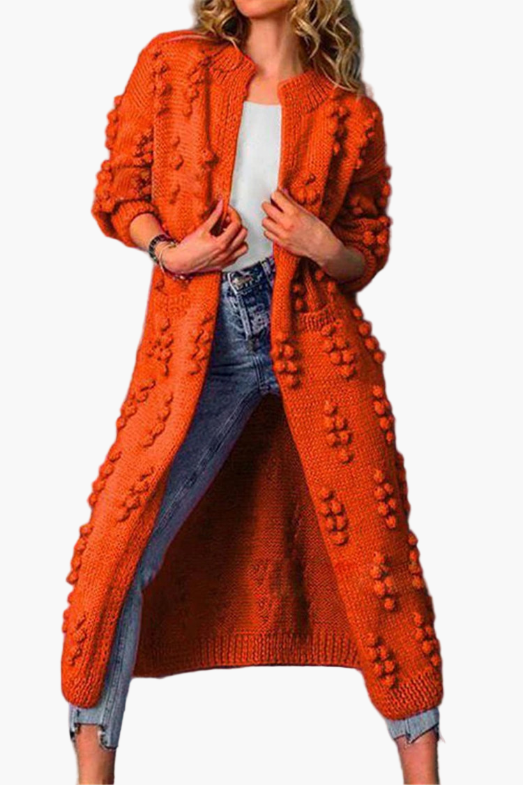 Damen Strickmantel lang – Modischer Cardigan mit 3D-Struktur für Freizeit und Alltag