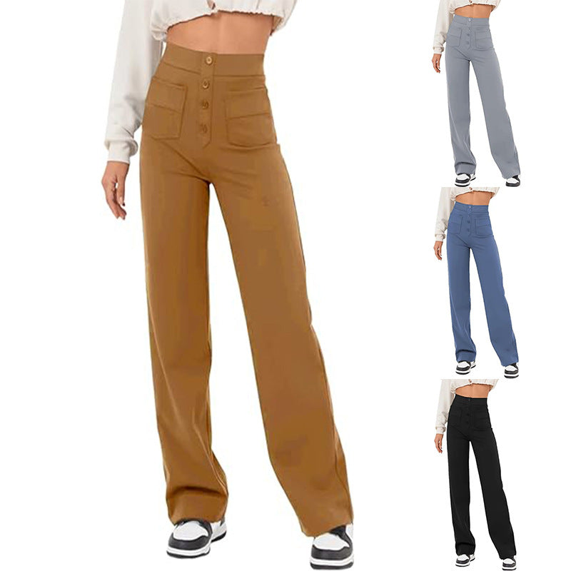 Carly – Weite Damenhose mit Taschen und Knopfdetails