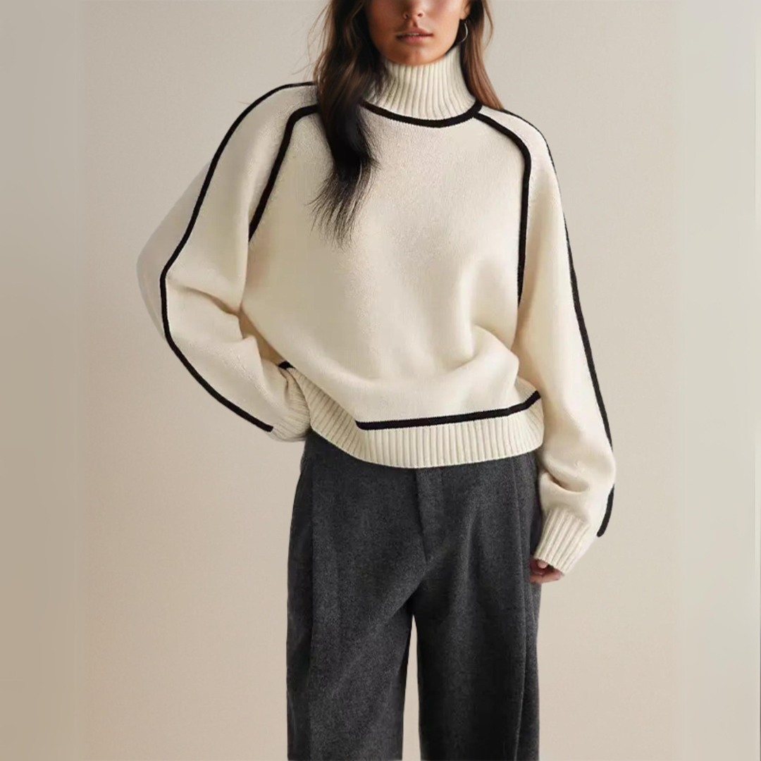 Damen Rollkragenpullover im modernen, eleganten Stil für Herbst und Winter