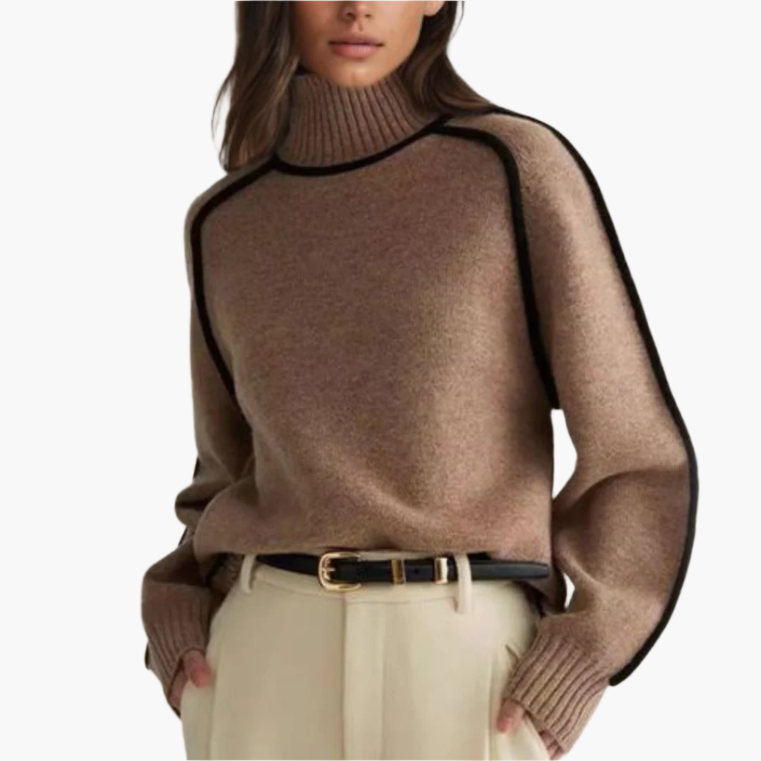 Damen Rollkragenpullover im modernen, eleganten Stil für Herbst und Winter