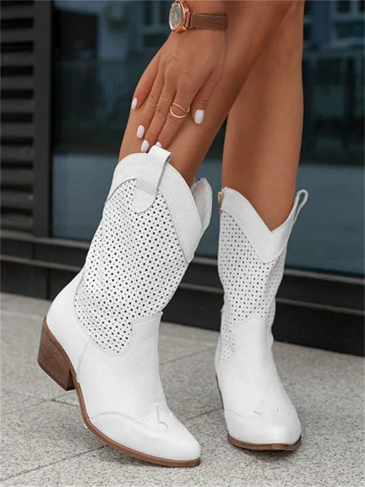 Damen Cowboy-Stiefel mit Reißverschluss und modischem Western-Style – Perfekt für Alltag und Freizeit